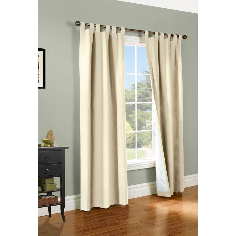 Mcgowen 100% Cotton Solid Room Darkening Thermal Tab Top Curtain Panel, Natural, 40" W X 72" L
