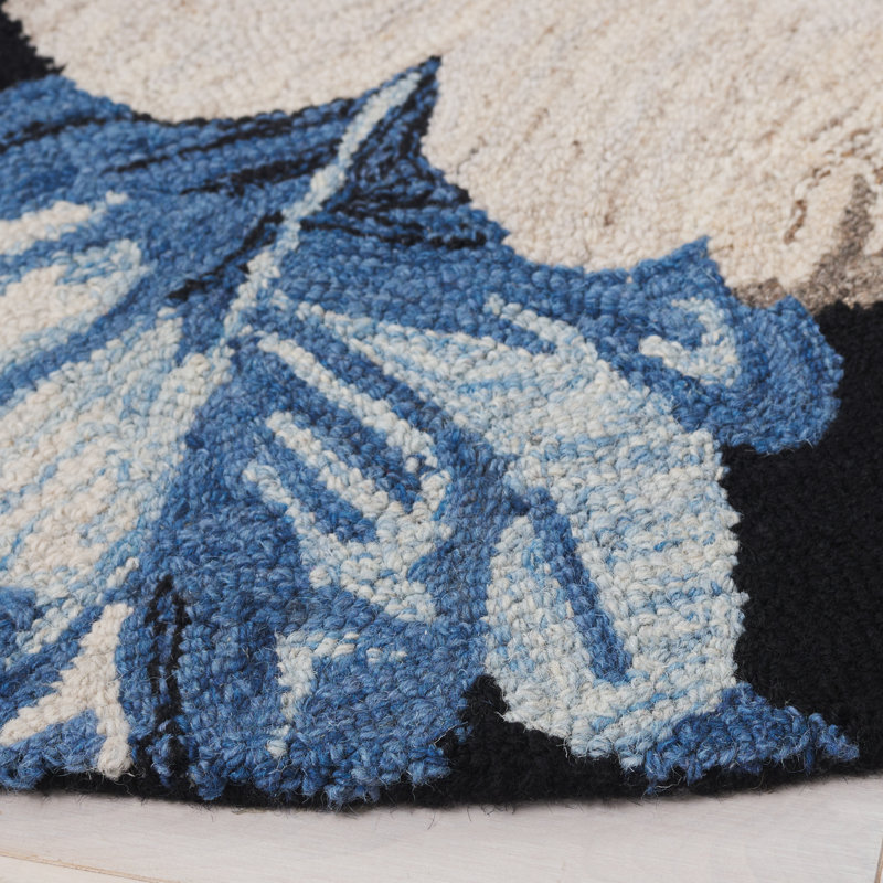 Dieppe Hand Tufted Wool Pile Floral Rug, Round 6'