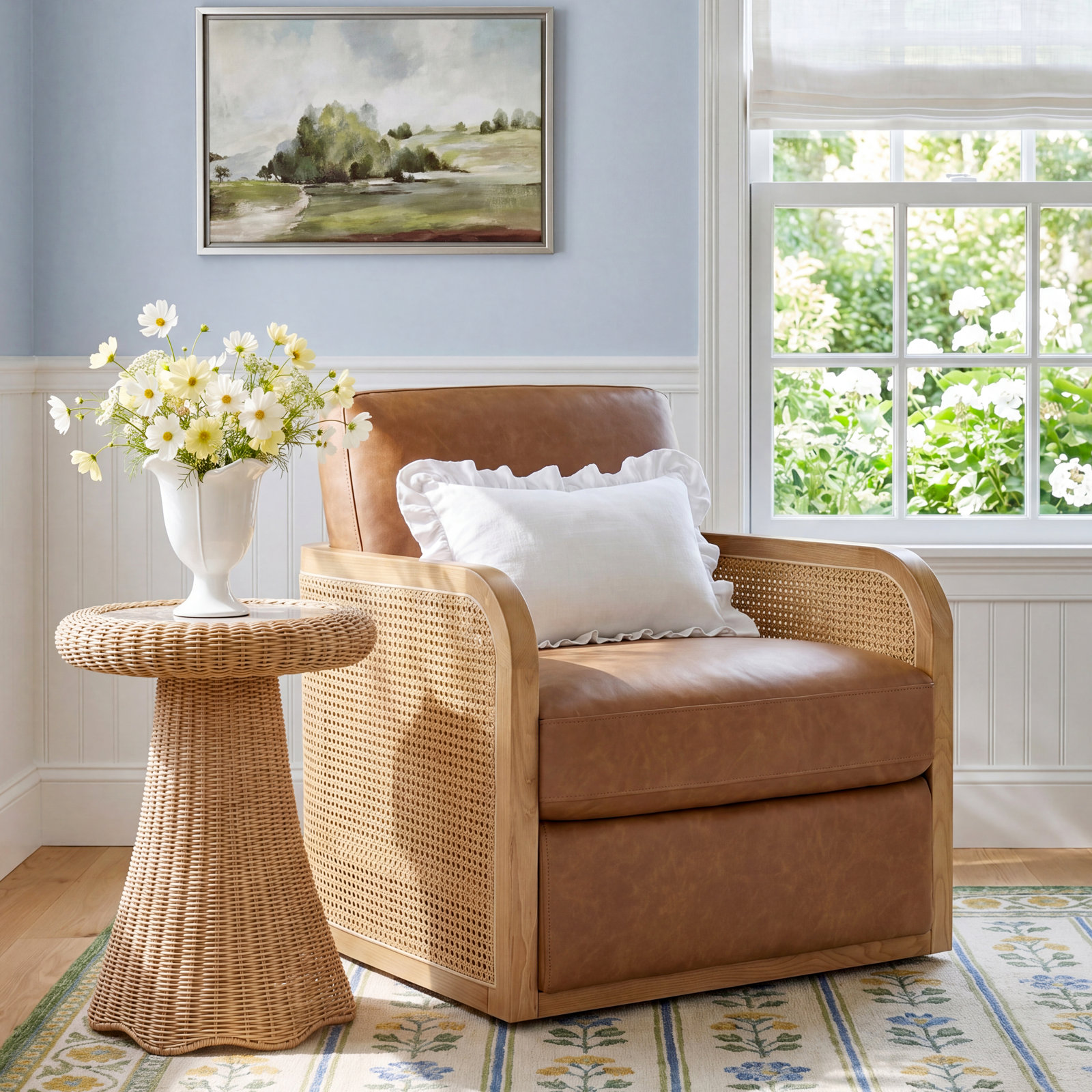Juliette Genuine Leather Swivel Barrel Chair, Pebble Grey Vegan Leather