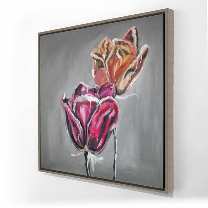 Abstract Tulips - Orange Flowers Framed Canvas