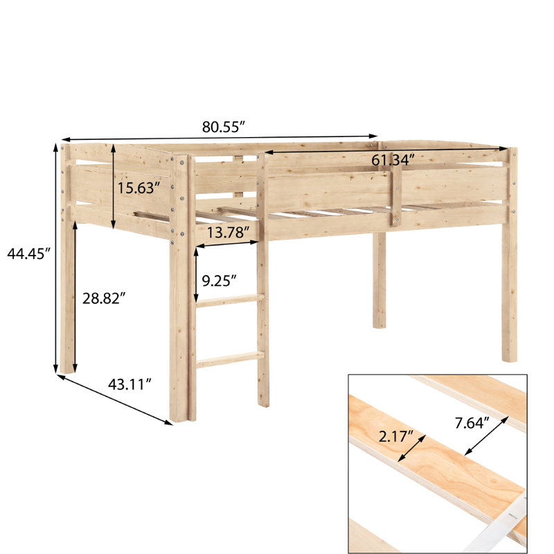 Lanikai Twin Solid Wood Loft Bed by Latitude Run®, Wood