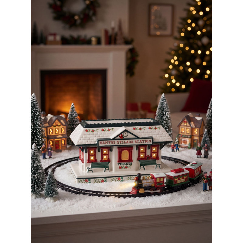 Pfaltzgraff Winterberry LED Train Station Holiday Décor