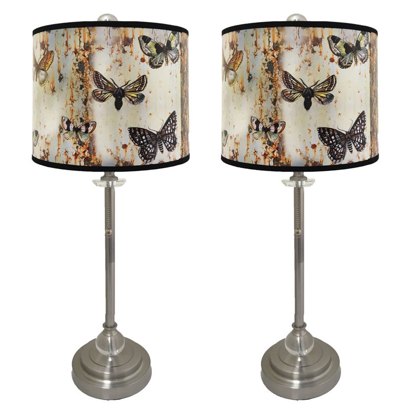 Crystal Buffet Lamp, Nickle
