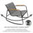 Kozyard 3-Piece Rocking Chair Set, Outdoor Rocking Textilene Bistro Set with Wooden Armrests, Outdoor Conversation Set with Glass Table for Lawn, Porch, Yard, Garden, Balcony, Poolside, Gray-101124299-101124300
