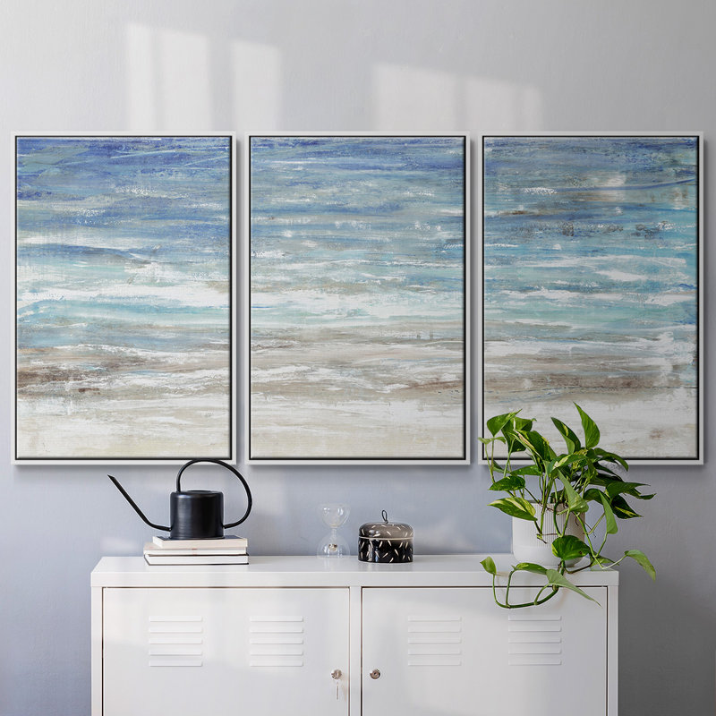Choppy Water I 3 pièces, Cadre blanc, H 40 po x l 78 po