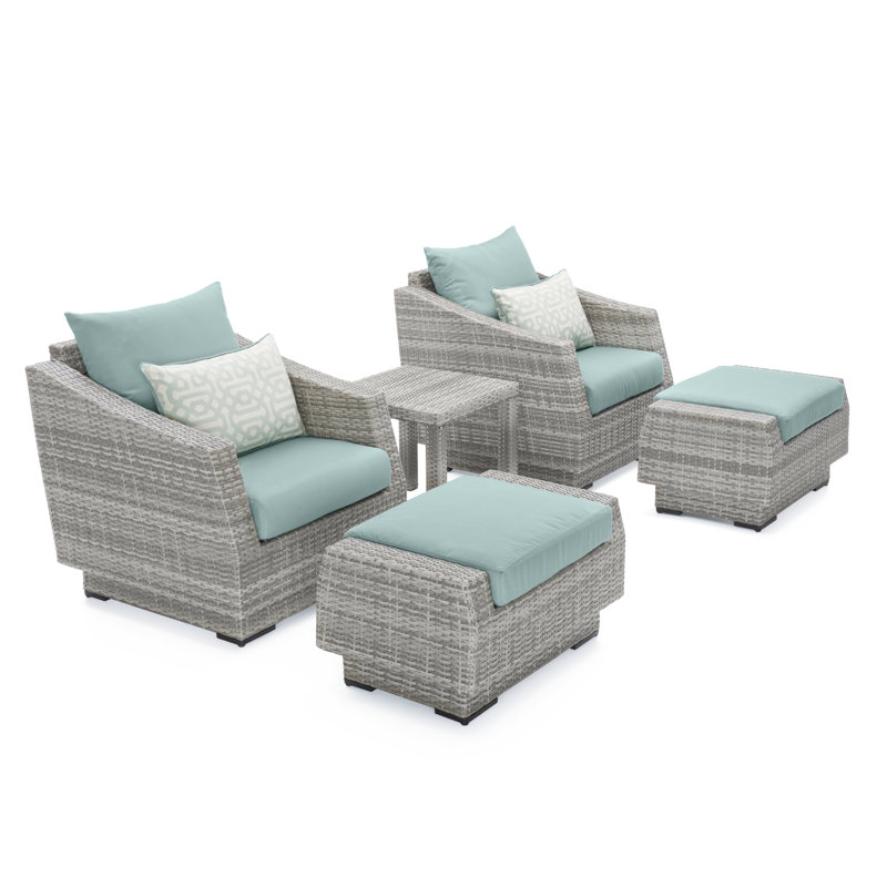Cannes 5 Piece Club Seating Group with Cushions, Canvas Spa Sunbrella® Canvas