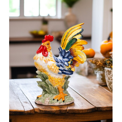 Figurine coq fine en céramique fine - H 10 7/8 po