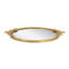 Plateau à miroir rond 19 po x 16 po x 1 po avec cadre en fer doré et détails floraux complexes