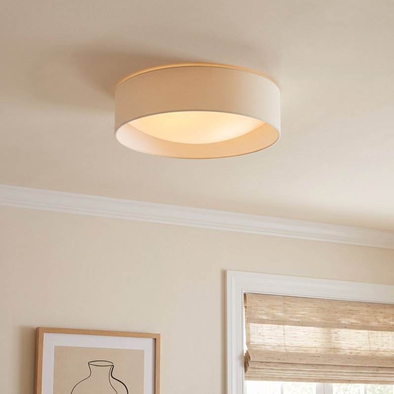 Murphie Polyester LED Flush Mount, White, 4.53" H x 15.94" W x 15.94" D
