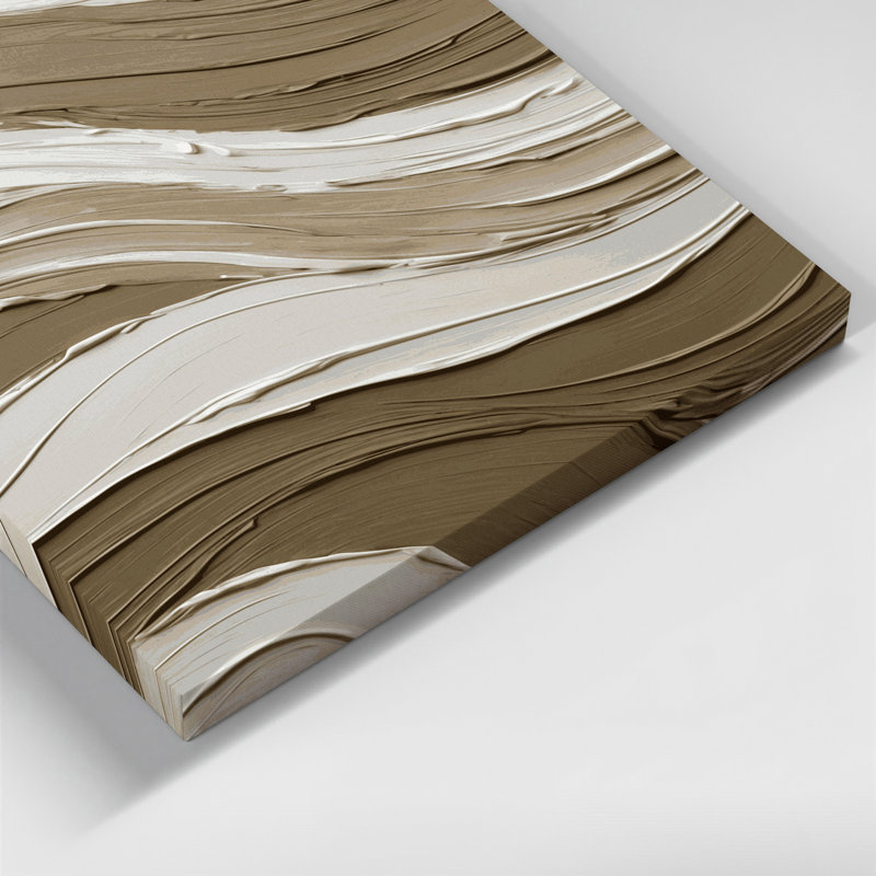 Toile horizontale rayée kaki blanc et gris, H 20 po x l 24 po