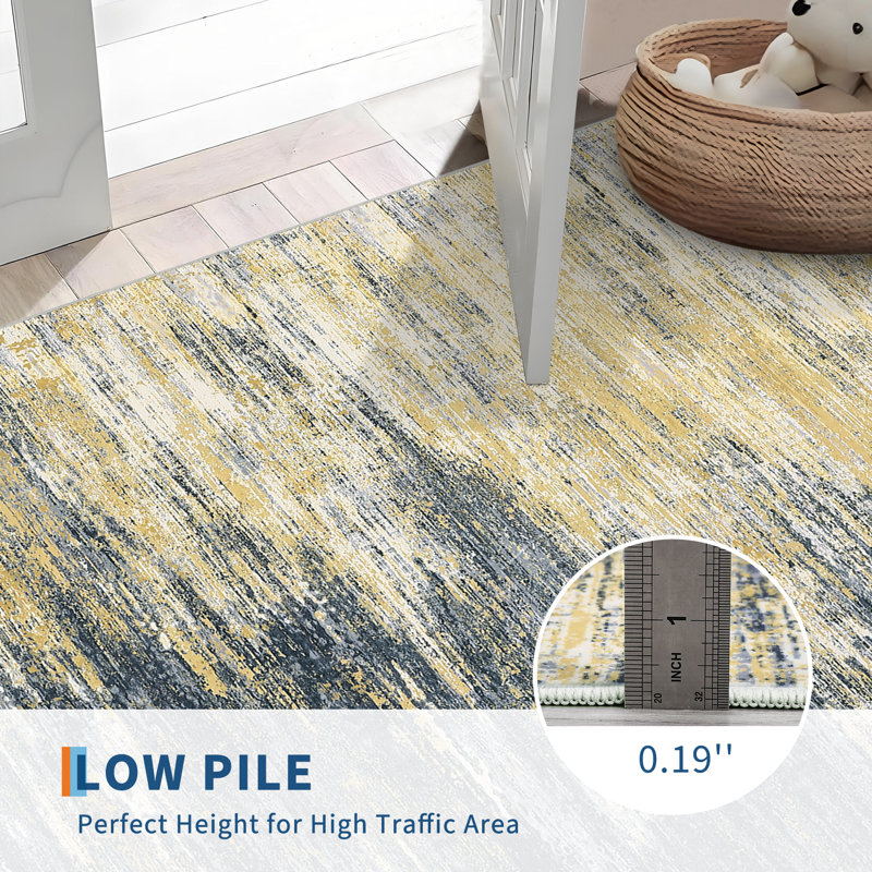 Abstract 200cm X 290cm Area Rug, Navy Blue, Rectangle 200 x 290 cm