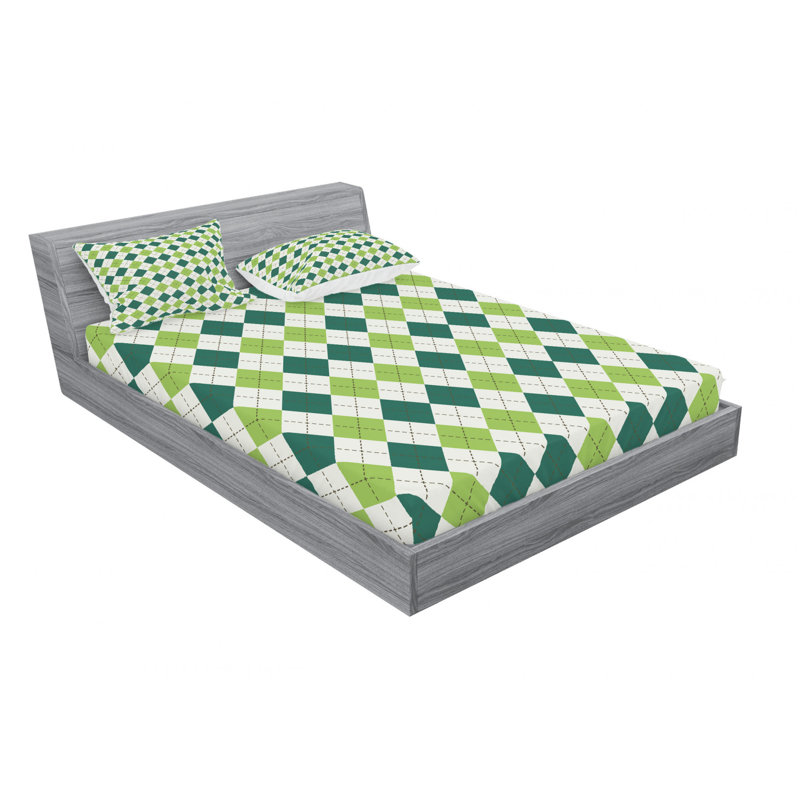 Ensemble de draps géométriques à ligne de diamant classique, Ensemble de draps pour lit double avec un drap-hou