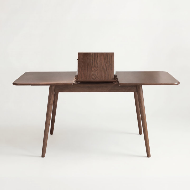 Fjord 47-63"L Solid Oak Extendable Dining Table, 30” H x 47” L x 32” W, Brown Oak