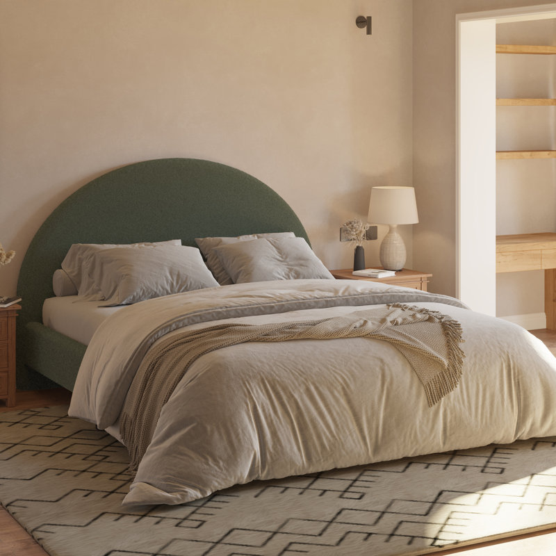 Upholstered Bed Frame, Green, King