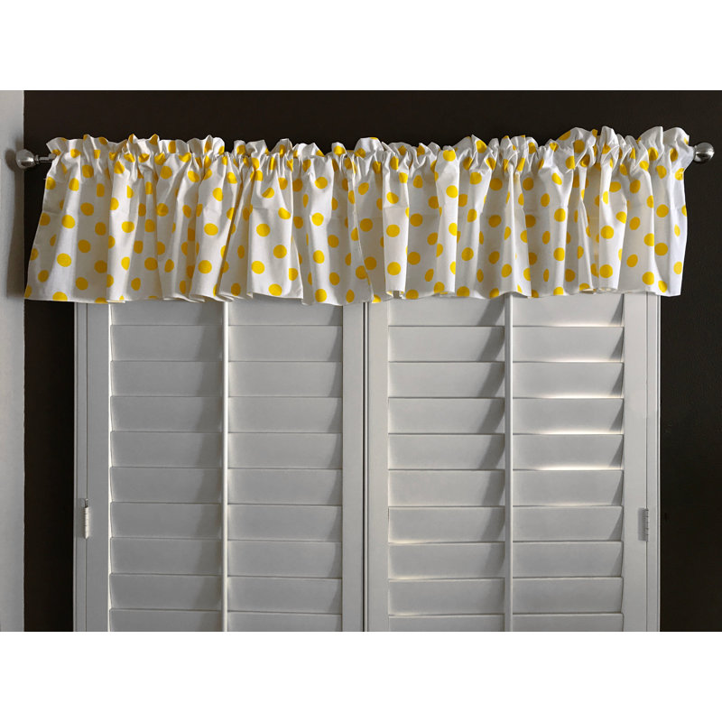 Cantonnière sur mesure en mélange de coton à pois 58 po Chrisman, L 58 po x L 32 po, Blanc / jaune