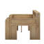 Lit mezzanine double en bois avec plusieurs tablettes de rangement, bureau et DEL-493636683