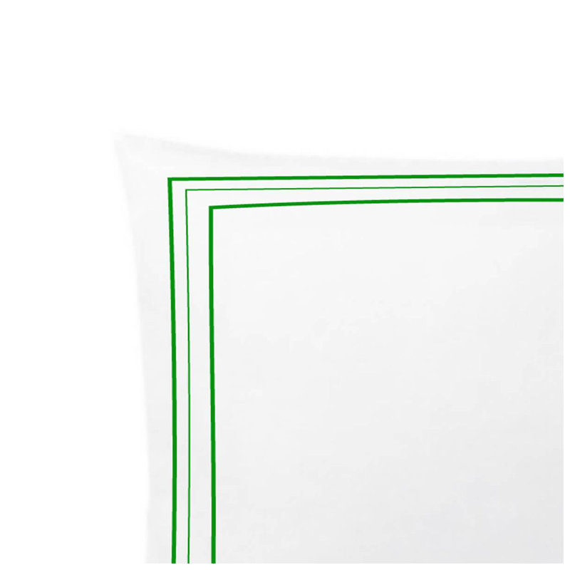 400TC Cotton Classic Embroidery Sateen Solid Euro Sham, 24"H x 24"W, White/Green