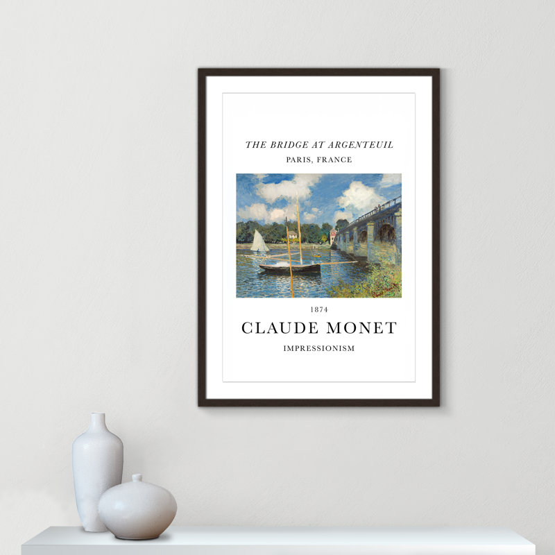 Pont à Argenteuil par Claude Monet, Cadre photo simple noyer, Oui, H 41,5 po x l 29,5 po x P 1,25 po