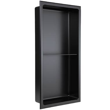 ALFI brand 12 x 24 Black Matte Stainless Steel Vertical Double Shelf Bath  Shower Niche 