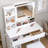Vanity Desk Set With Led Lighted Mirror & Power Outlet, Makeup Table Top with 3 Open Bookcases, 3 Cubbies, 2 Drawers, Dresser Table for Bedroom, Checkroom-1244200110