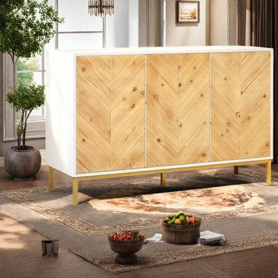 Buffets compacts avec rangement, armoire de salle à manger rustique en bois aggloméré