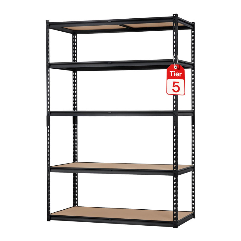 Étagère de rangement robuste à 5 niveaux pour garage, support réglable en métal, capacité de 2 500 lb, 48 x 24 x 72 po, Noir