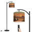 Lampe sur pied à arc avec abat-jour réglable rétro doré, paysage de désert occidental rétro, cowboy de style sud-ouest, lampe sur pied douillette à 3 températures et intensité variable avec interrupteur au pied pour la chambre à coucher