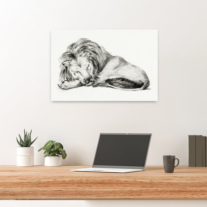 Lion couché, rétro, rétro, art mural, H 24 po x l 16 po