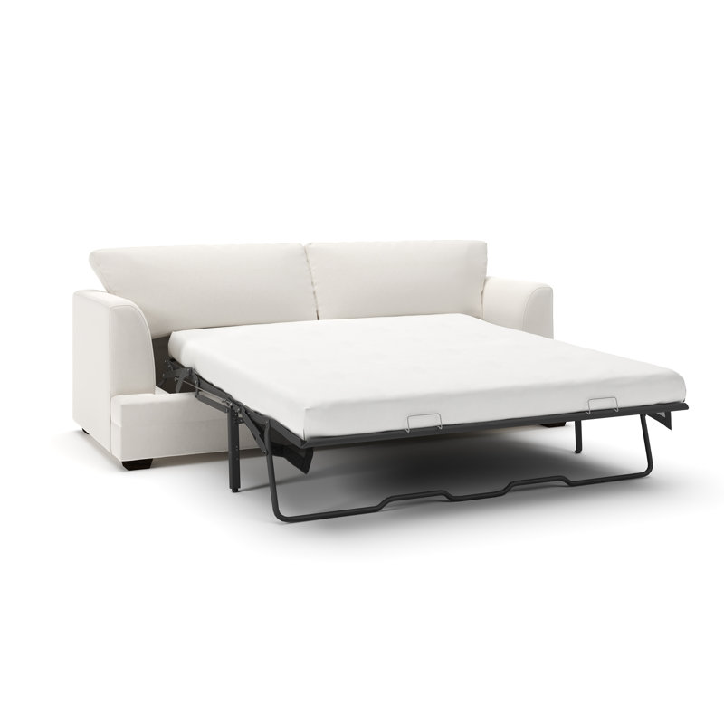 Edan Upholstered Queen Sleeper Sofa, Lena Off White Performance Linen Blend