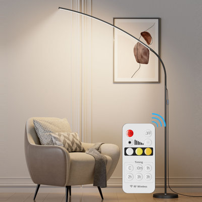 Lampe sur pied avec télécommande et contrôle tactile, lampe sur pied réglable de 68 pouces, 3 lumières DEL à température de couleur variable, col-de-cygne flexible pour la lecture, le salon, le bureau