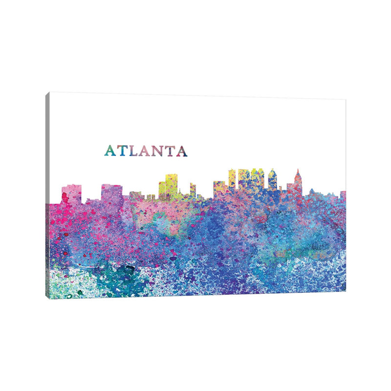 Atlanta Georgia Skyline Impressionistic Splash 1 Piece Wrapped Canvas Wall Art, 101.6 cm H x 66.04 cm W x 1.91 cm D