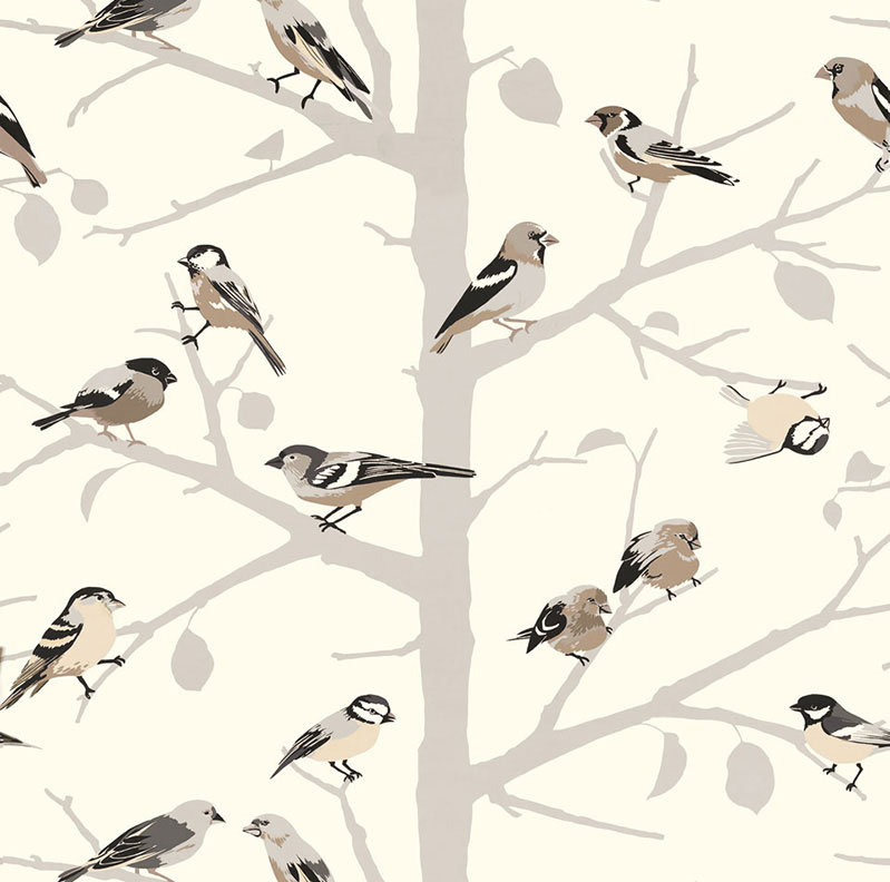 A-Papier peint sur gazouillement, Brun/gris/beige