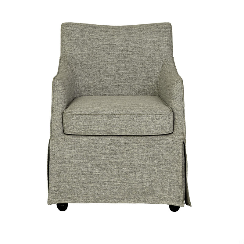 Chaise de salle à manger rembourrée à jupe avec roulettes cachées, Gris