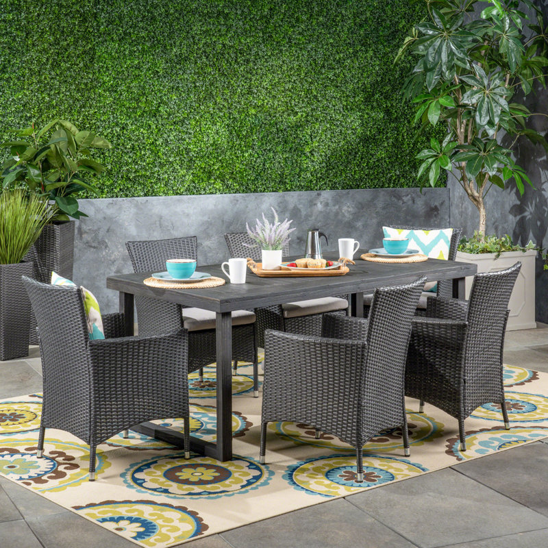 Ensemble repas d’extérieur 7 pièces avec coussins Parkridge