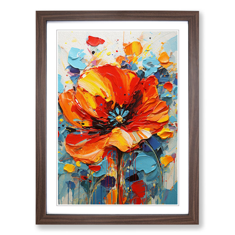 Poppy Flower Action No.2 - Framed Print, 46cm H x 34cm W x 2cm D, Walnut Framed