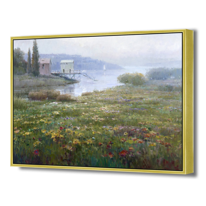 «Mist Over Flowering Shore», H 32 po x l 42 po, Doré