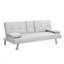 Canapé-lit avec accoudoirs à deux supports, structure en bois, pieds en acier inoxydable, futon blanc, PVC-234520119