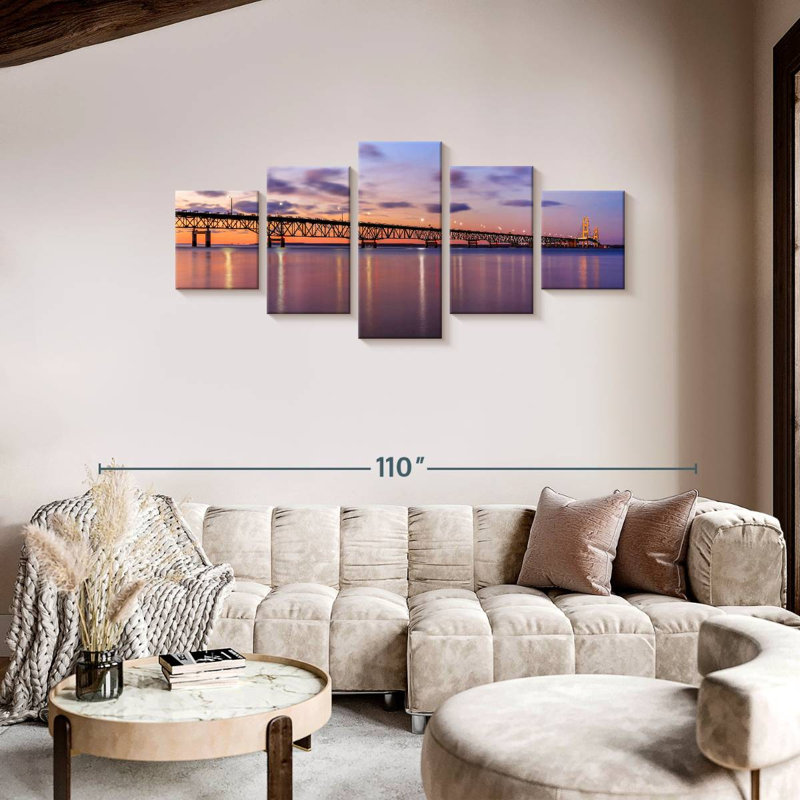 Mackinac Bridge At Dusk, 36" H x 80" W