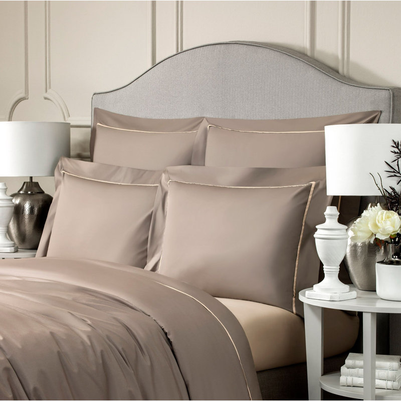 Plaza Sateen Duvet Cover, Twin Duvet Cover, Brown/Beige