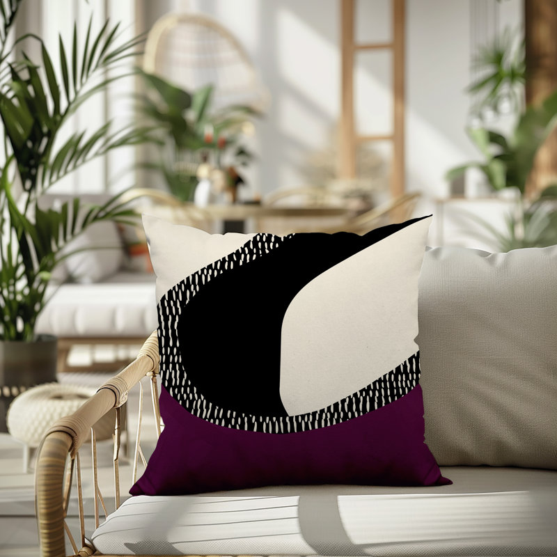 Coussin carré intérieur / extérieur pia, H 19 po x l 19 po, Purple/Black/Off-White