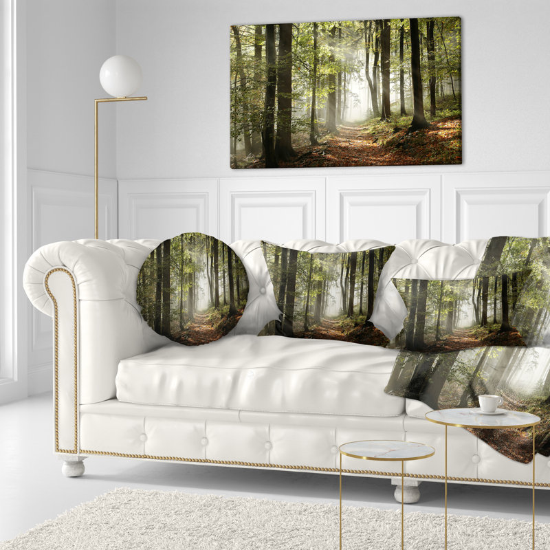 Coussin de photographie paysager avec rayons de soleil et de forêt automne, 12 po x 20 po, Coussin lombaire