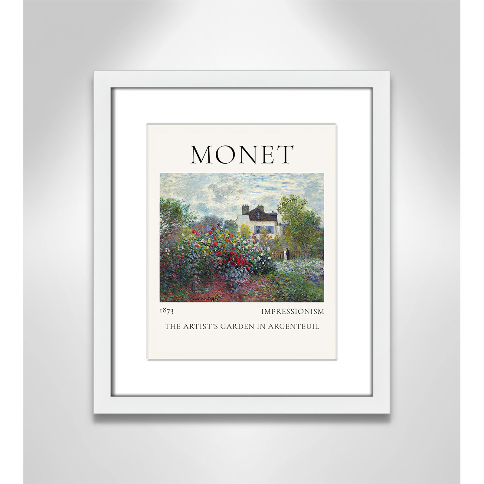 Artists Garden in Argenteuil Print by Claude Monet, Yes, 15" H x 13" W x 1.25" D, White Single Picture Frame