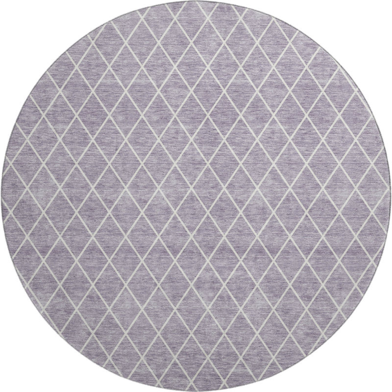 Premium Machine Washable Prisco Lavender Rug, Round 8'