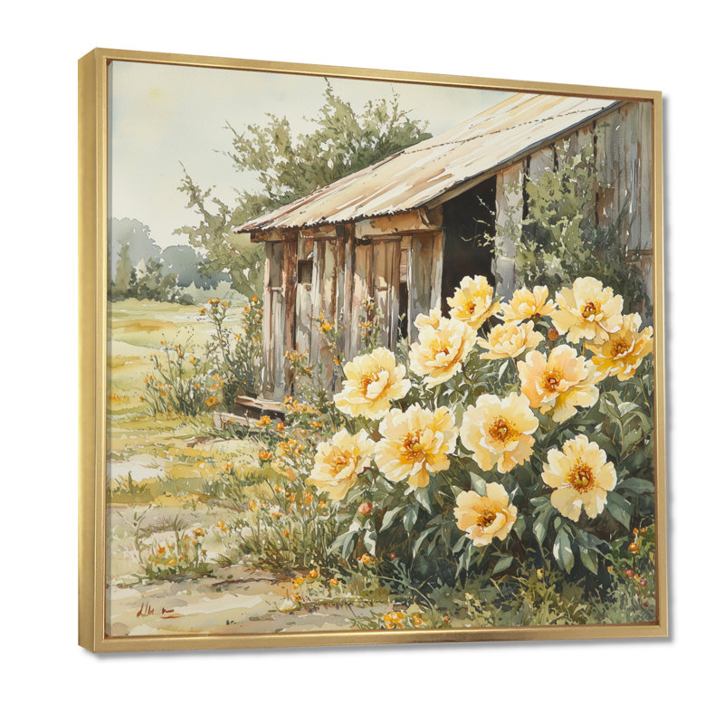 Critchlow - Floral Wall Art, 16" H x 16" W, Floater Framed Print, Gold