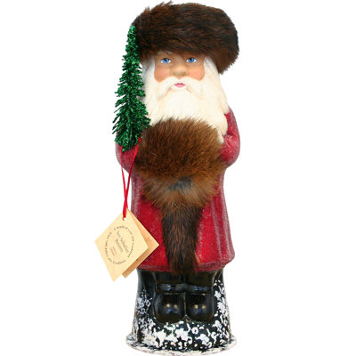 Home Imports Emporium Handcrafted Red Beaded Santa Claus Paper Mache Candy Container Holiday Decor