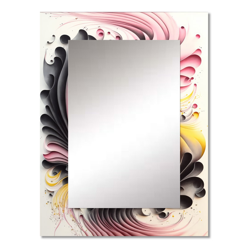 Multi-Color Paint Swirl I - Abstract Spirals Wall Mirror, Pink Decorative Mirror, Printed Metal Art, 32" x 24"