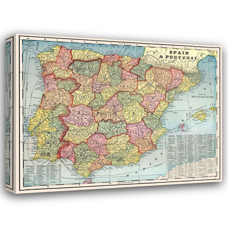 Art sur toile tendue Trent Austin Design® Cram Gallery, péninsule ibérique, Espagne, Portugal - Cram, 1898