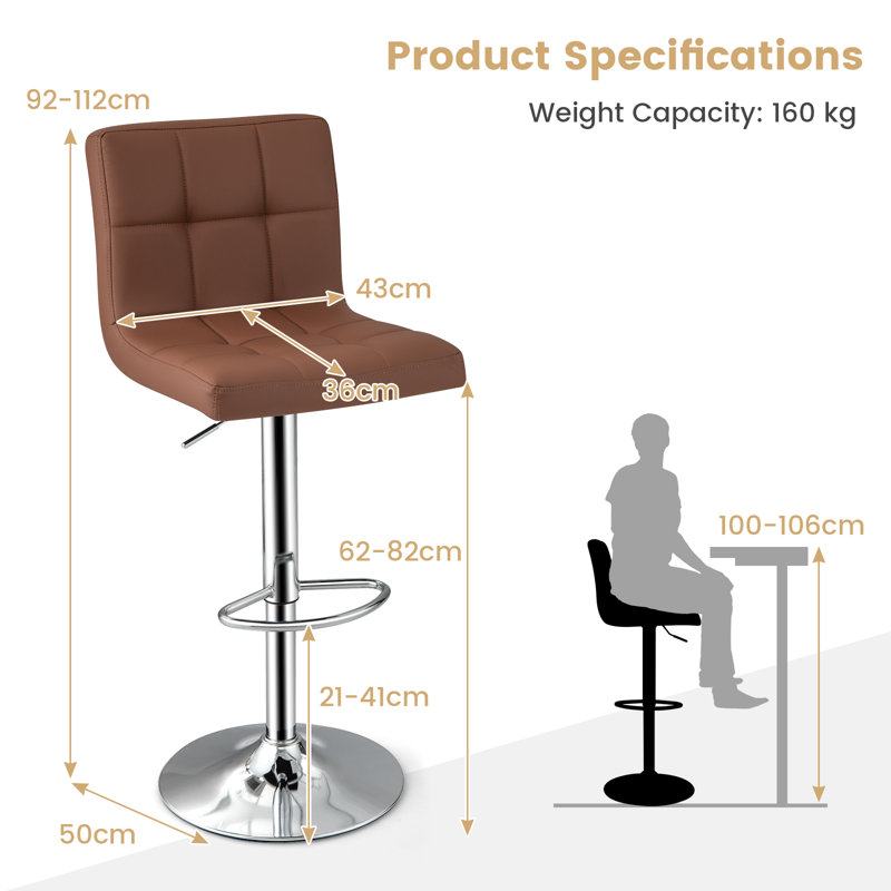 Delvion Upholstered Adjustable Height Bar Stool