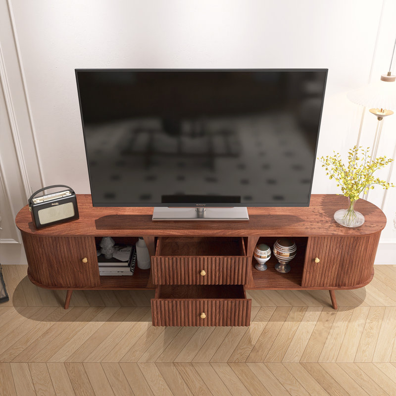 Meuble audio-vidéo pour téléviseur de 80 po ou moins de style Mid-Century moderne de 70,8 po de largeur
