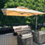 Parasol carré en porte-à-faux 10 pi avec base en tôle d'acier Rasha, beige-217028273